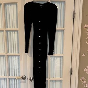 Express Black Long Sleeve Button Dress